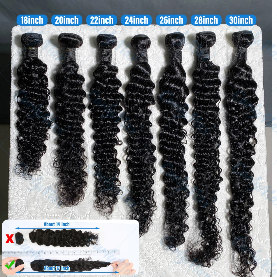 30 38 Inch Long Loose Deep Wave Bundles Human Hair 100% Brazilian Remy Raw Curly Water Wave 3 4 Bundles deal Wholesale Tissage