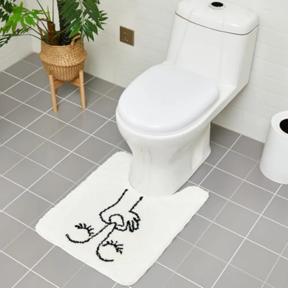 VIKAMA U-Shaped Toilet Mat Soft Absorbent Bathroom Rug Non-Slip Washable Bath Mat Floor Carpet for Toilet Base
