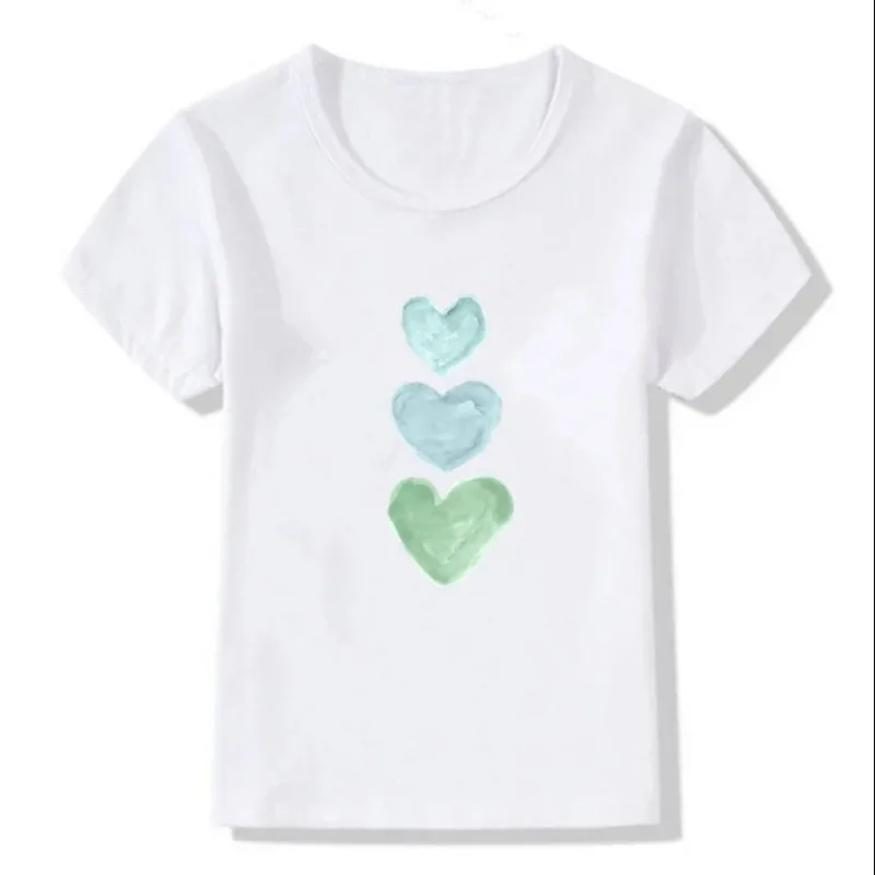 Top Boys Girls Summer T-shirt Kid Cartoon Heart Tops Tees T Shirt Tshirt Size 1-12 Year Children Clothing Clothes