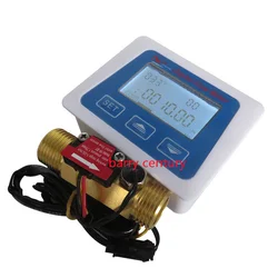 Digital Water Flow Sensor Meter Tester Flowmeter Totameter Temperature Time Record With G1/2 Flow Sensor