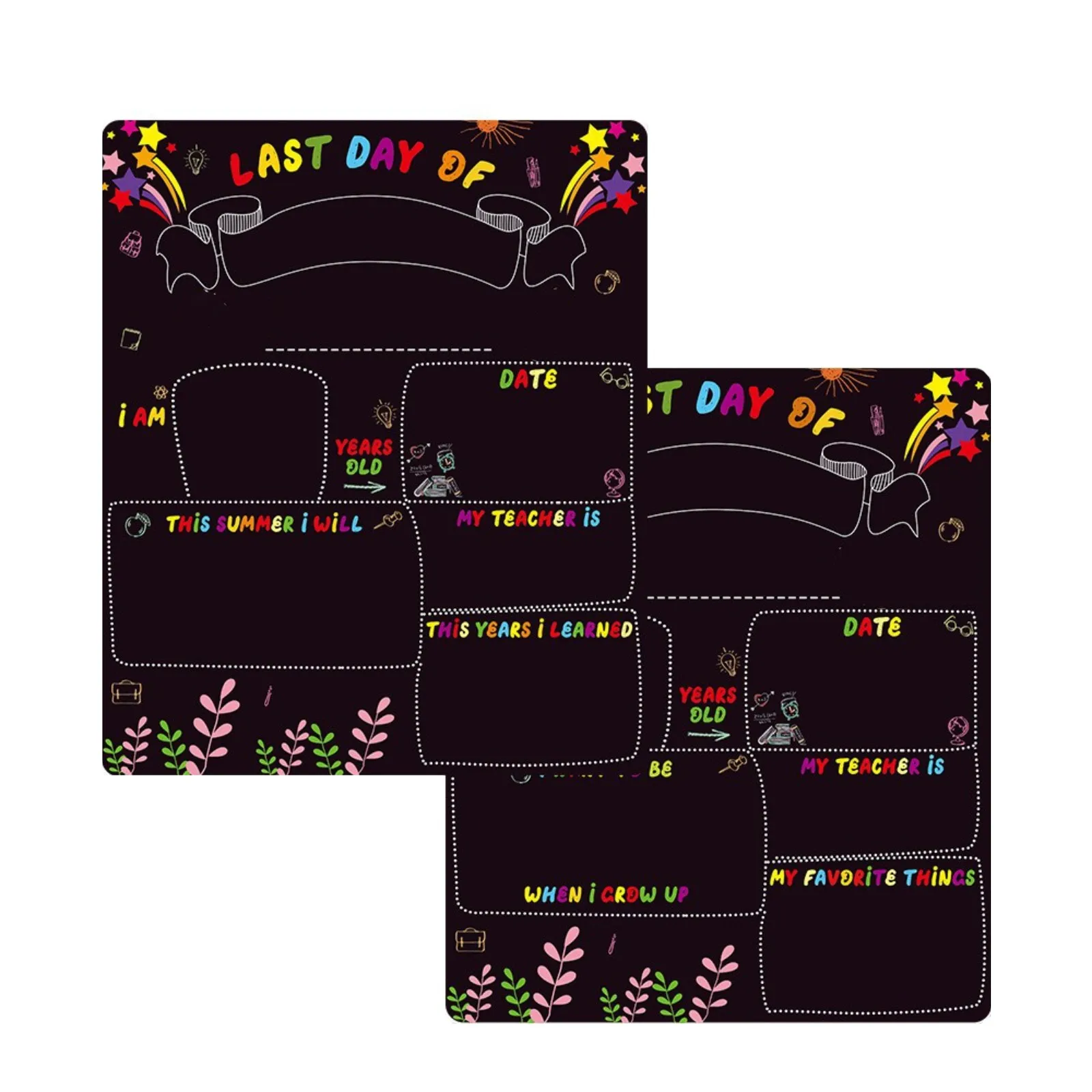 First Day Of School Diy Small Blackboard Back To School Day Double-Sided Message Board Photo Decoration Hanging Sign