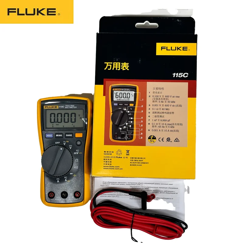 Fluke 117C/116C/115C Digital Multimeter Professional Voltage tester AC Auto Range Digital Probe Multimeter