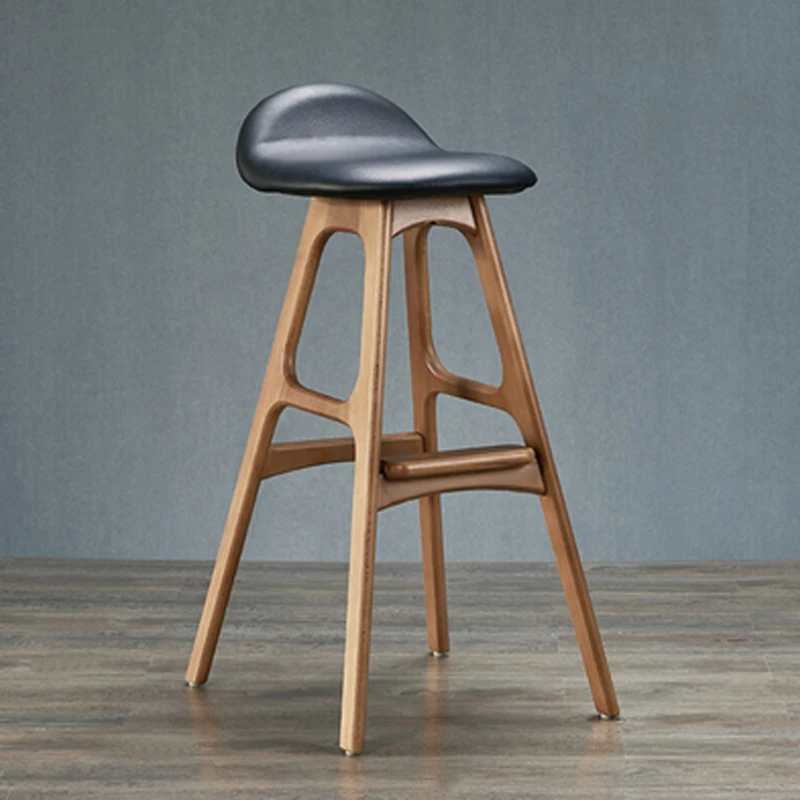 Tabouret de Bar Minimaliste en Bois Blanc, Chaise de Cuisine Moderne et Douce, Mobilier de Luxe