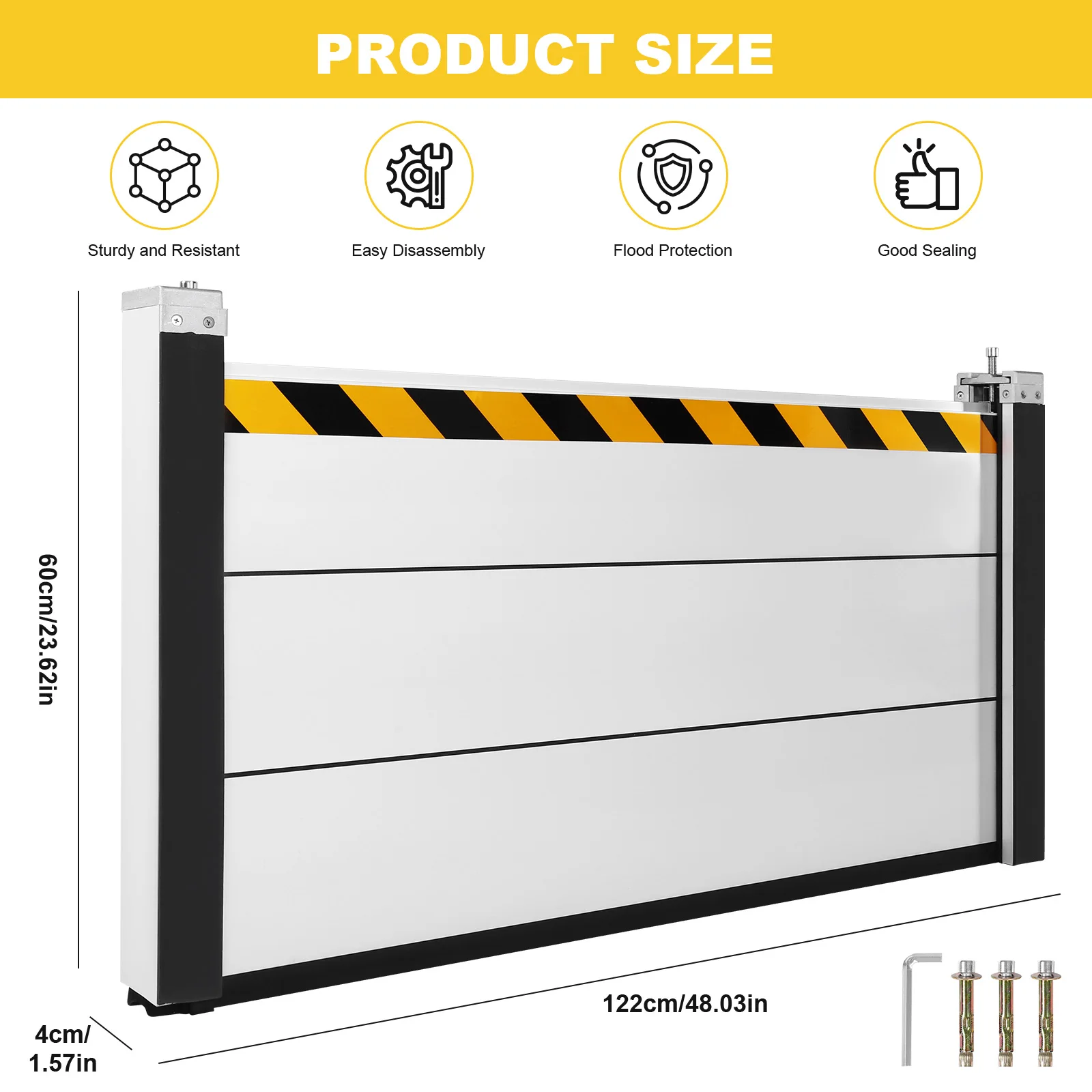 NEW Aluminum Flood Protection Barrier 48.03x23.62in Flood Protection Baffle Flood Door for Front Door/Basement Entrance/Backyard