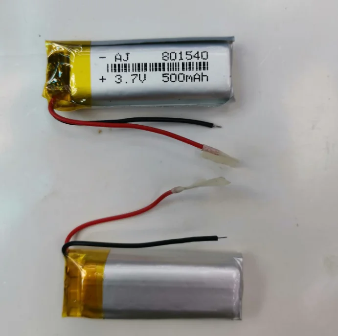 3.7V 801540P 500mah polymer lithium battery with protection board , used for bluetooth MP3,MP4 1pcs/lot