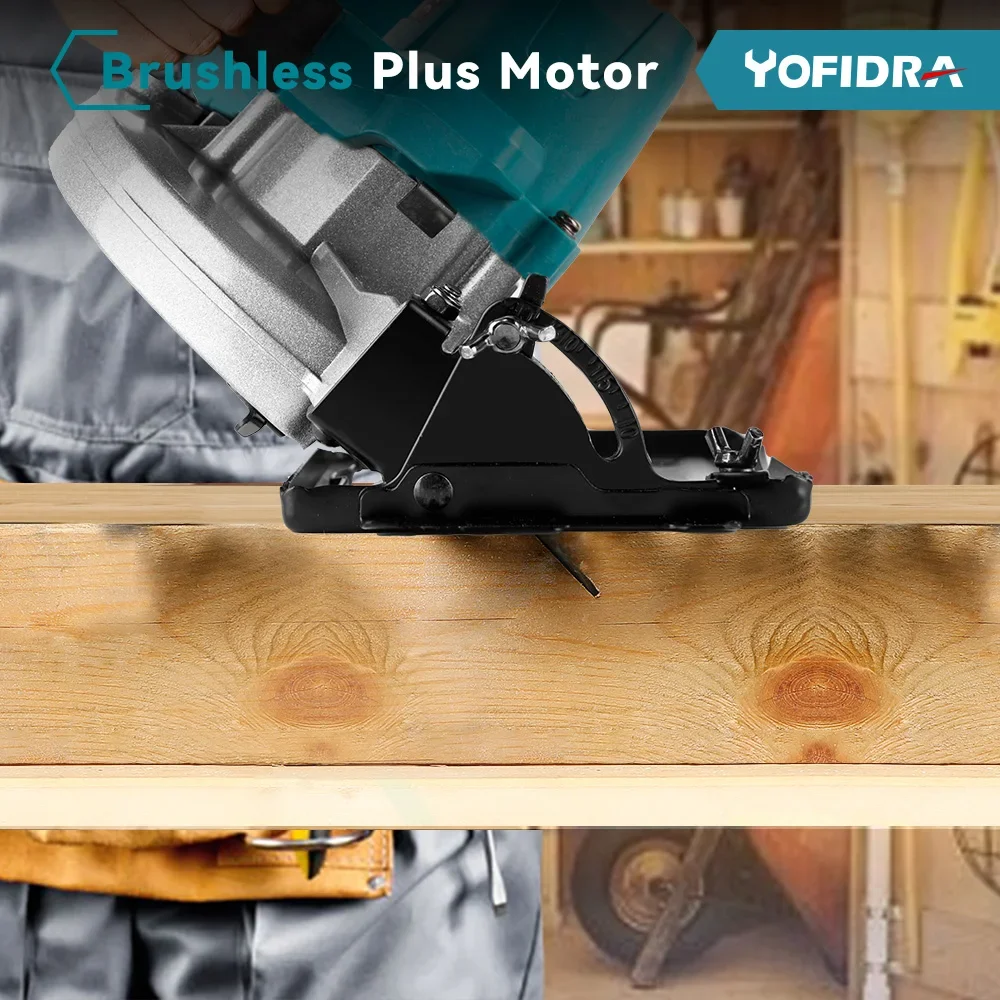 Yofidra 7 Inch Brushless Circular Saw 180mm 0-45° Multi-Angle Cutting for Makita 18V Battery Electric Saw Woodworking Power Tool