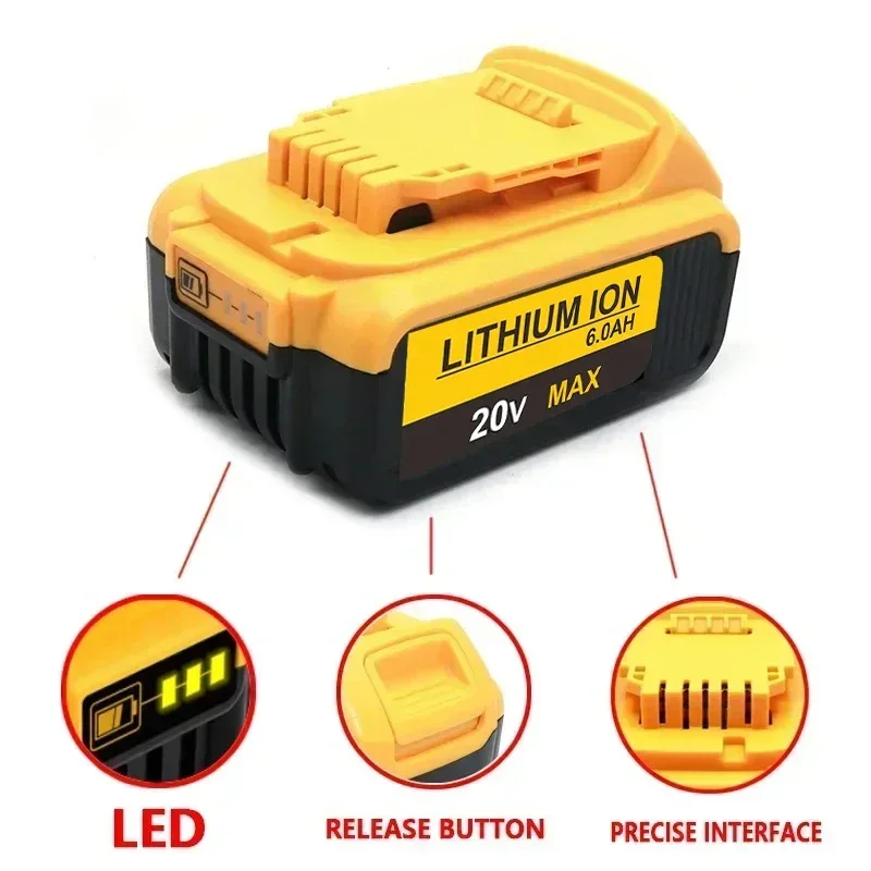 New Power Tool Batteries 20V MAX 4.0AH 5.0AH 6.0AH DCB200 Replacement Li-ion Battery for DeWalt DCB205 DCB201 DCB203