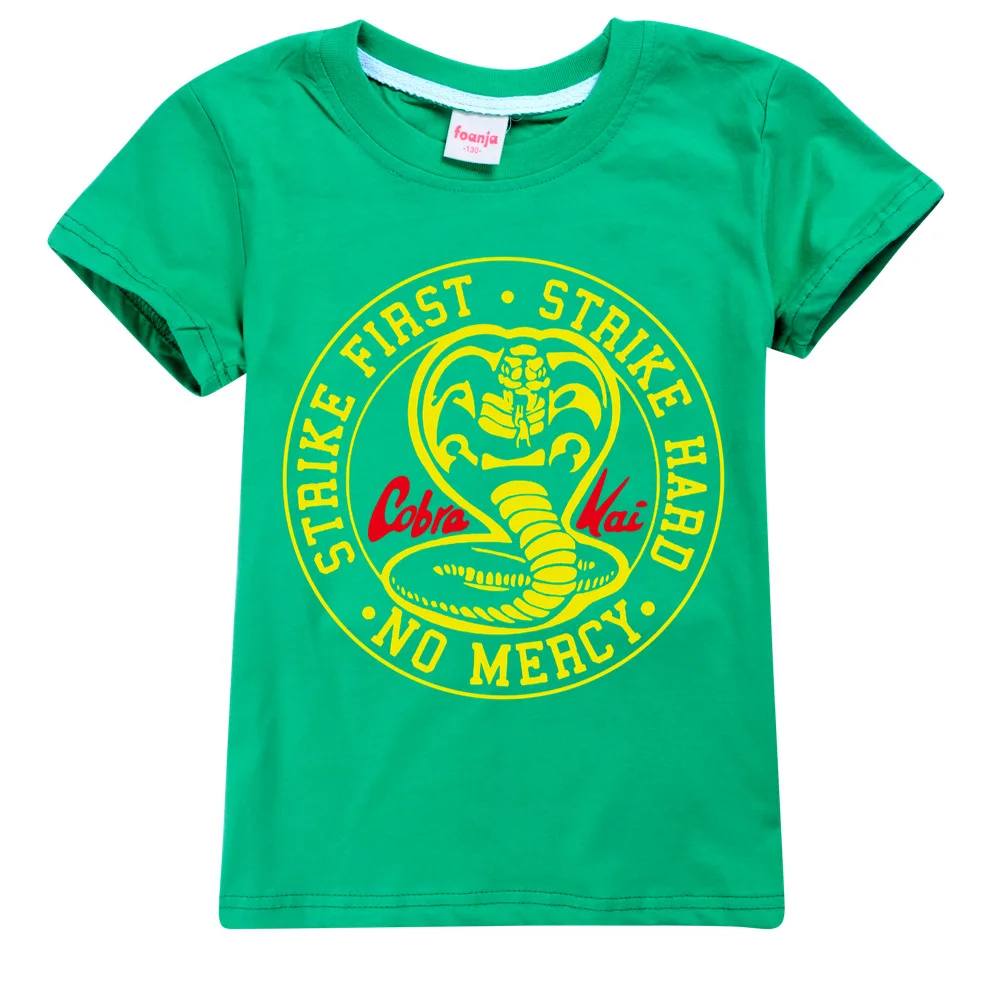 Desenhos animados Cobra Kai Karatê camiseta infantil, camiseta para meninas, roupas de bebê menino, blusa de algodão kawaii, roupas infantis