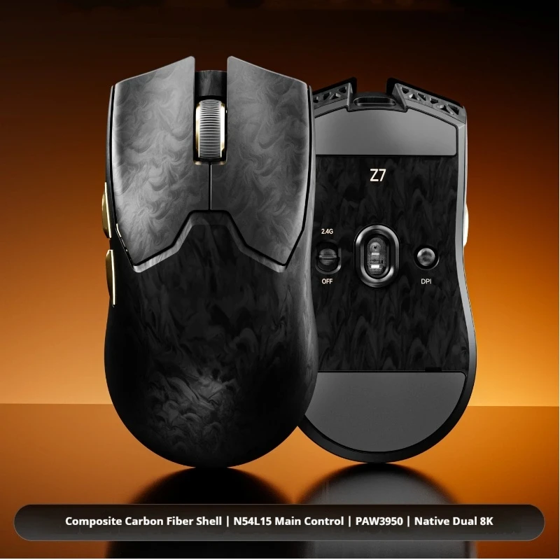 New Z7 Bluetooth Wireless Mouse PAW3950 Nordic 54L15 Carbon Fiber 500mAh Ergonomic Gaming Mouse for Windows Mac PUBG Esport PC
