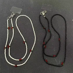 Mobile Phone Hanging Rope Long Crossbody Hanging Neck Hand Woven Beaded Cherry Phone Case Hanging Bag Crossbody Rope