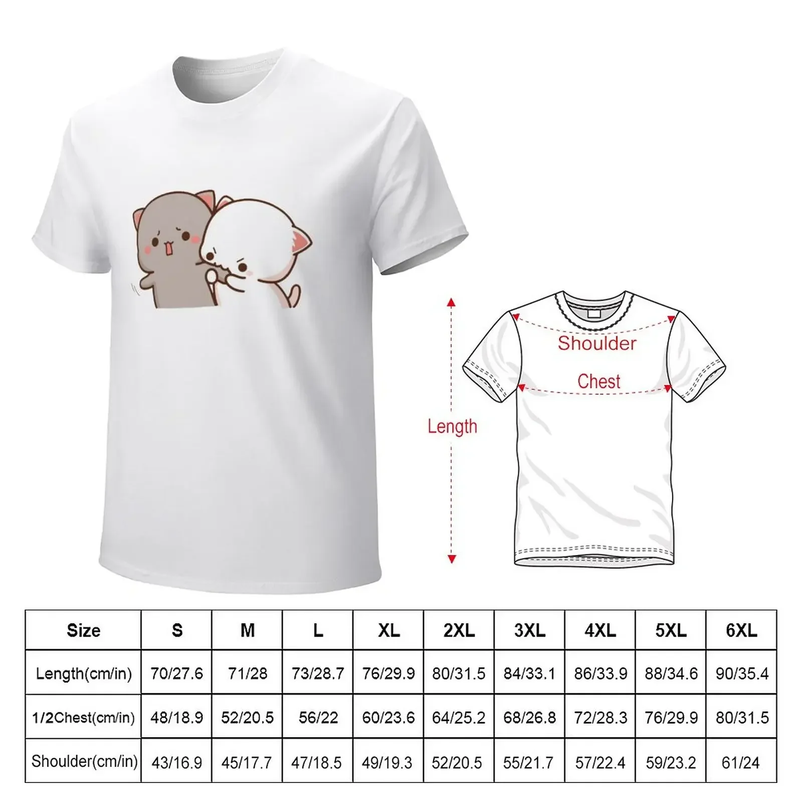 cute mochi peach cat T-Shirt kawaii clothes graphics fitted t shirts for men