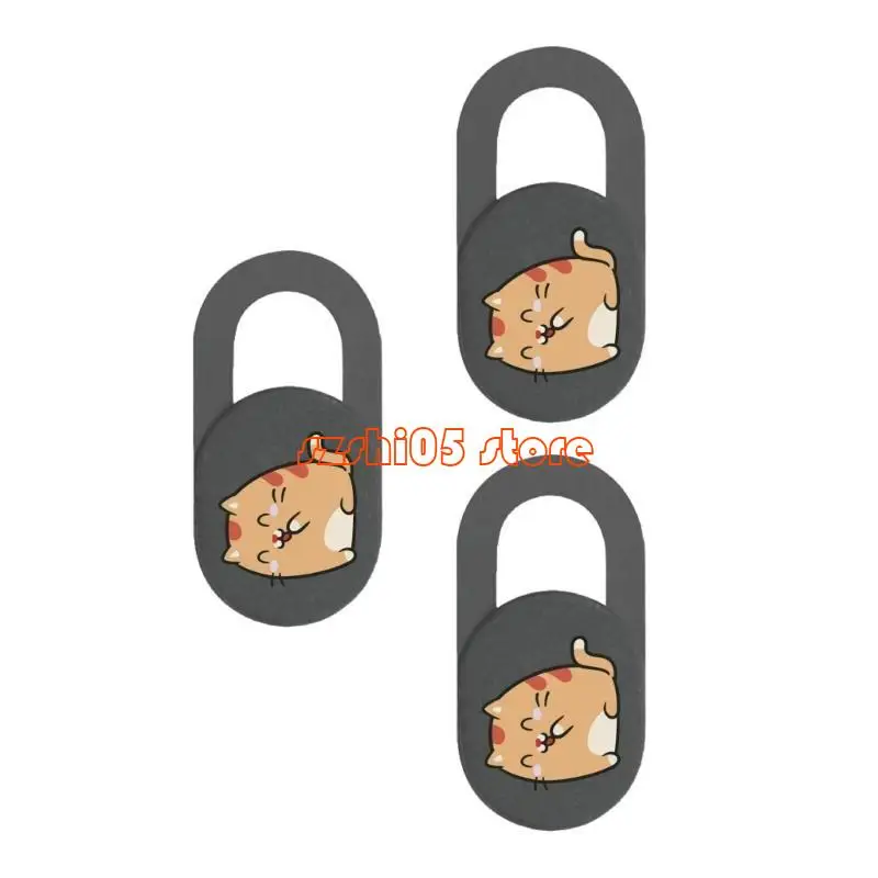 781E 3pcs Cartoon Kitten Camera Cover Webcam Cover Slide Universal Camera Cover
