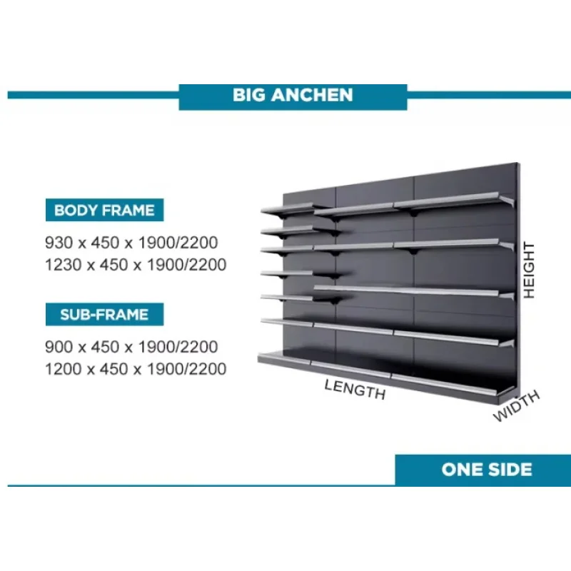 custom.Customized Color Metal Wall Gondola Rack Supermarket Shelf with Flat Backboard Display Customized Color