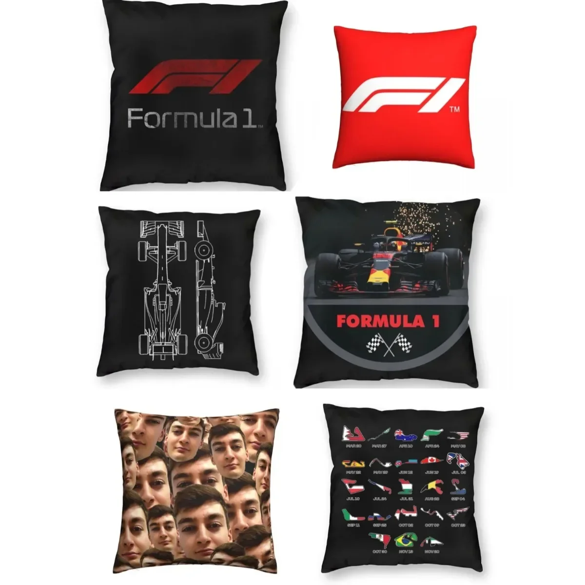 The Official F1 Calendar Race Car Logo Superstar George Russell Pillowcase Polyester Throw Pillow cover for Home sofa Living