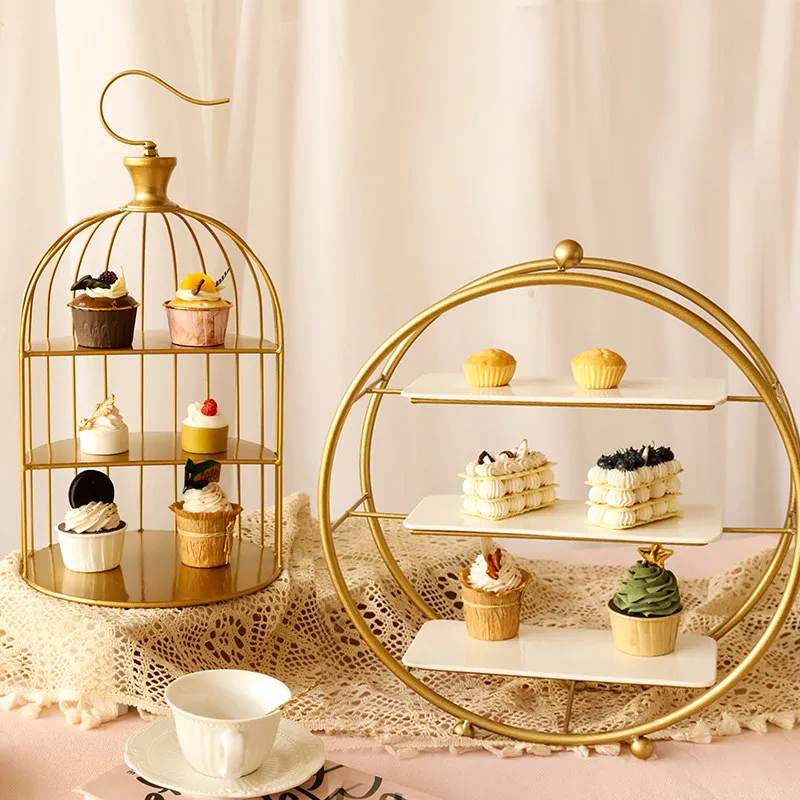 Iron Cake Stand Party Tray Dessert Stand Pastry Plate Multi-layer Display