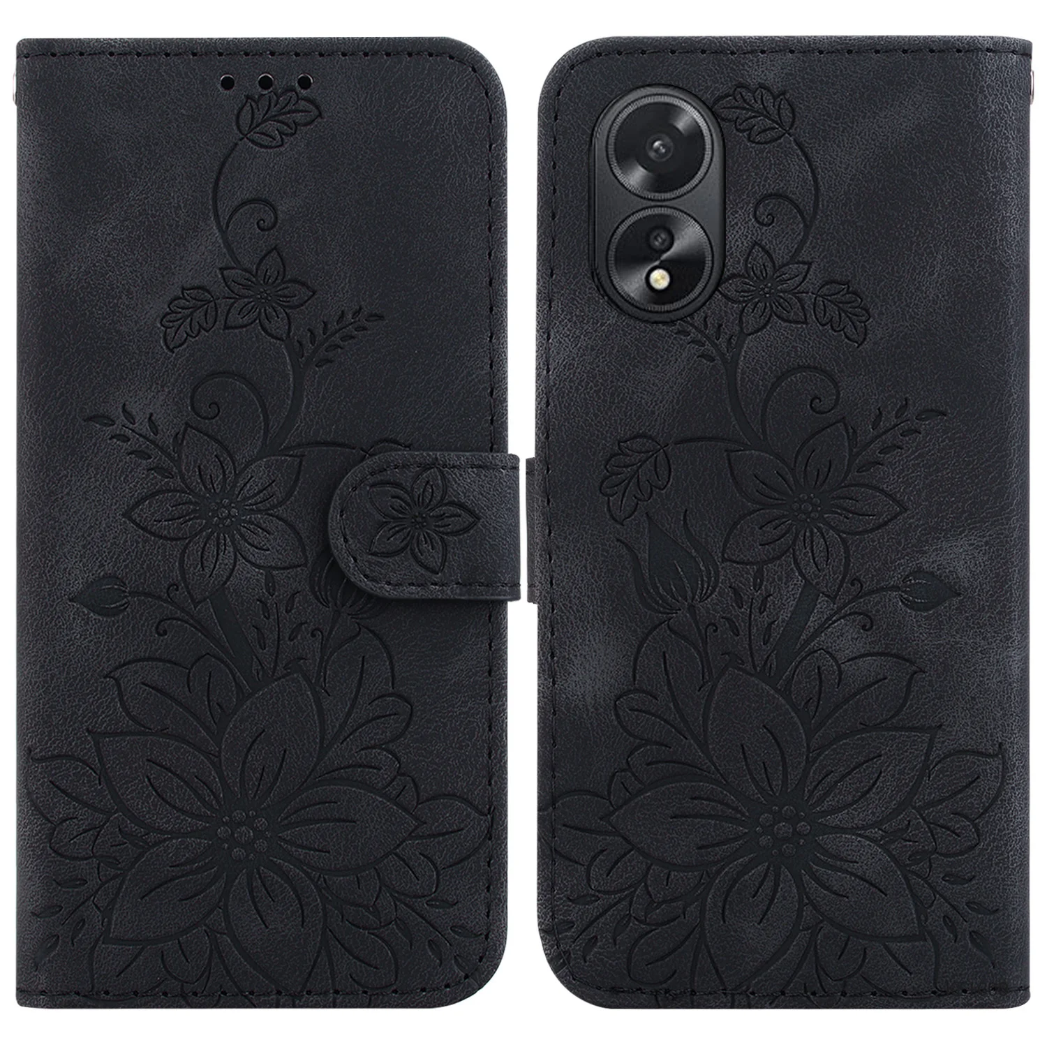 Business Phone Housing for Oppo A38 A18 A 38 18 CPH2579 CPH2591 Protection Dustproof Shell Lily Print Pattern Leather Case