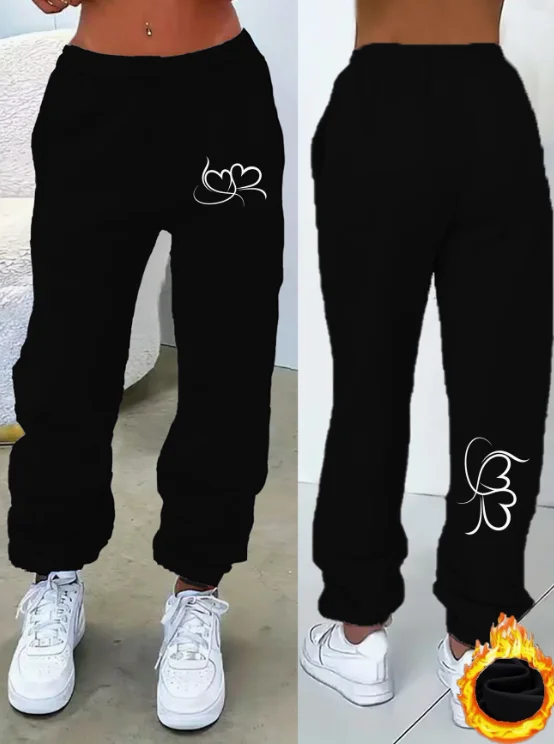 

Y2K, Trendy Fashion, Trendy Prints, Women's Fleece-Lined Loose Sweatpants, Casual and Comfortable, Women's Autumn and Winter Clothing
