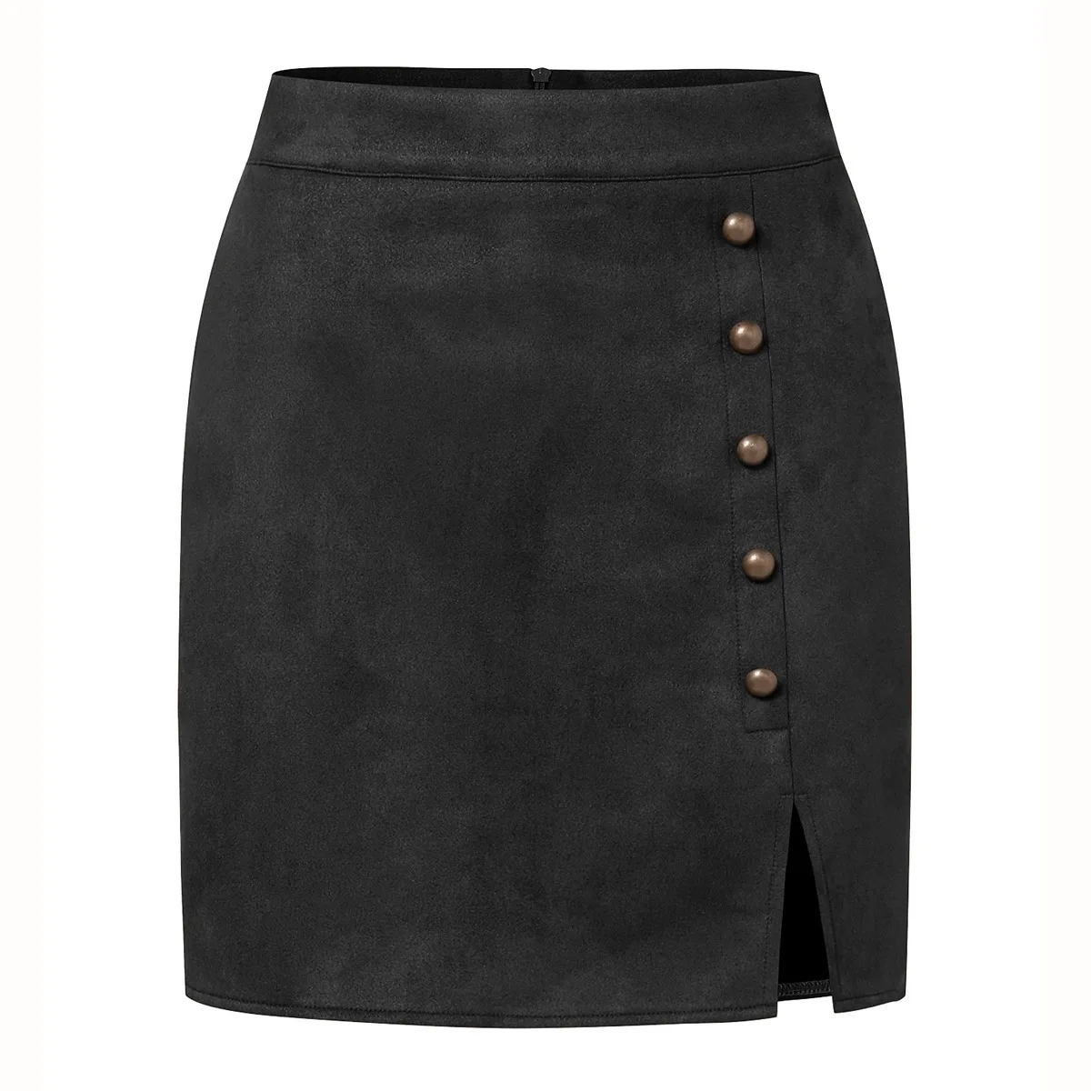 Autumn Winter Women's Solid Color Suede Mini Skirt High Waist Clubwear with Metal Buckle Bodycon Short Skirt юбка женская