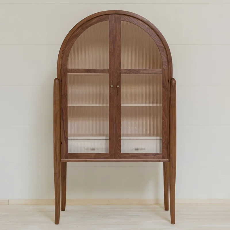 

Solid wood sideboard French country vintage wine cabinet display cabinet ART architectural revival arch bookcase