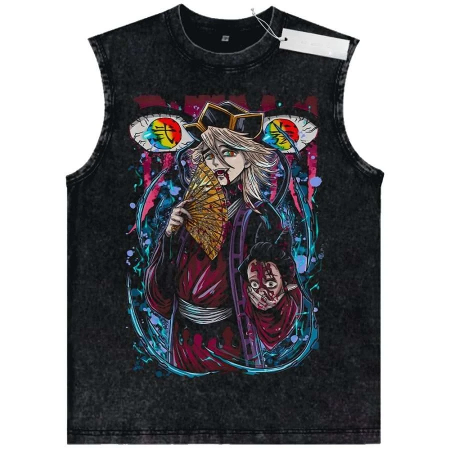 Unisex Black Washed Vintage Tank Top Dragon Ball Super Saiyan God Vegeta Power Silhouette High - Quality Fabric for Fitness view 4