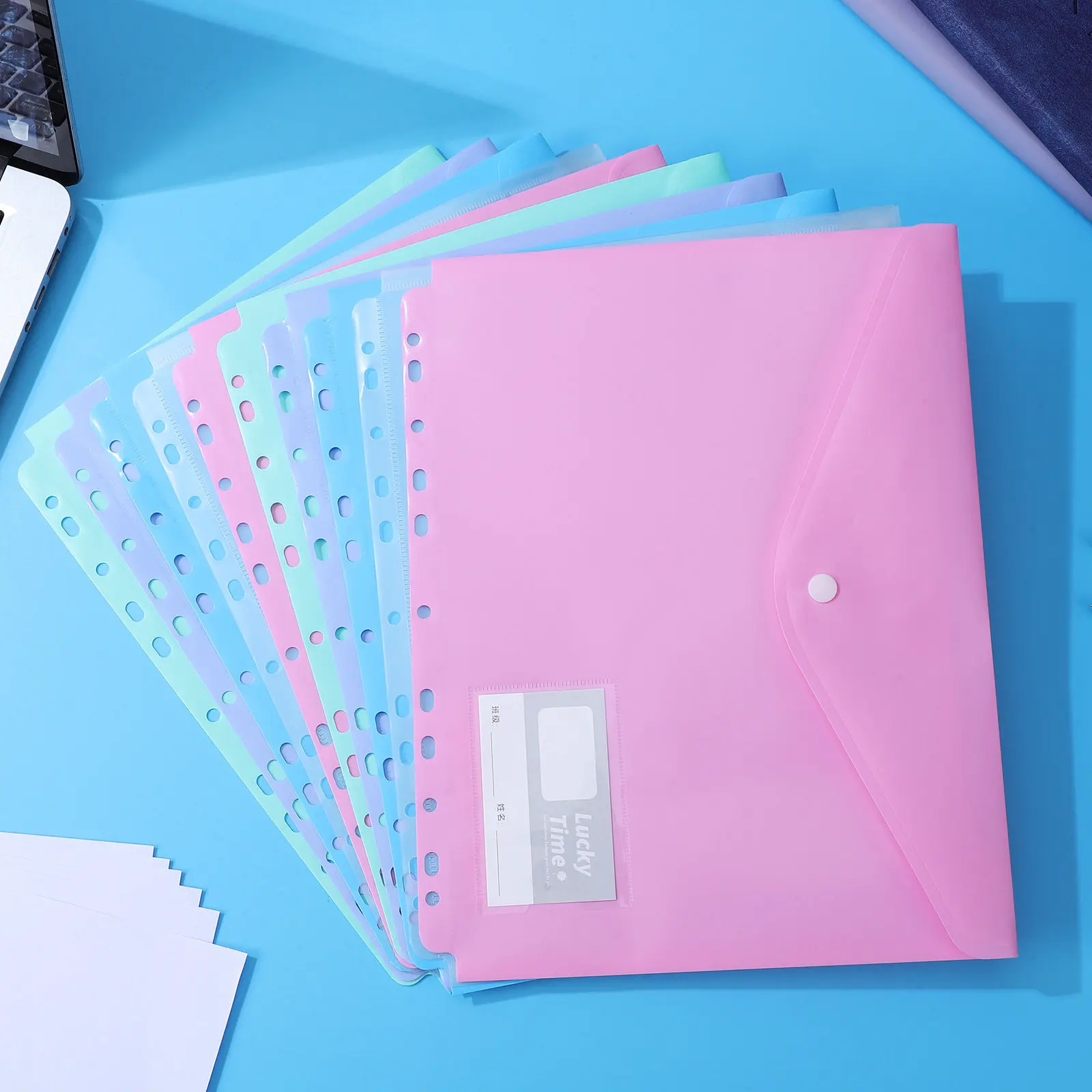 

10Pcs Plastic File Envelopes A4 Size Waterproof Document Pouches for Office School Travel Large Capacity Stylish Organizer