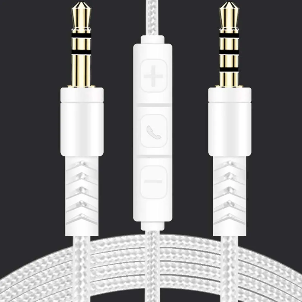 For phone 3.5mm to Jack 3.5mm Nylon Braid With Mic Speaker Line Headphone Cord Aux Cable Audio Cable Audio Wire Car Aux Cord