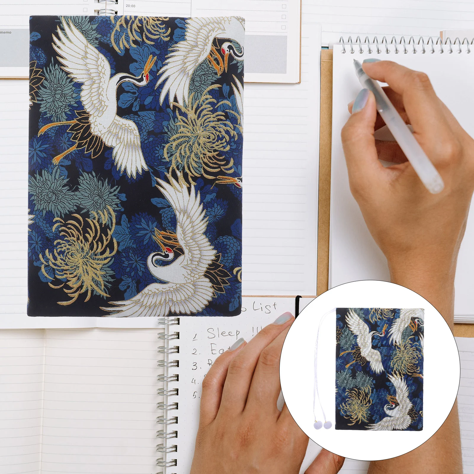 Book Cover Sleeve Protector A5 Book Covers Hardcover Soft Cloth Book Protector Flower Pattern Adjustable Book Sleeve Notebook