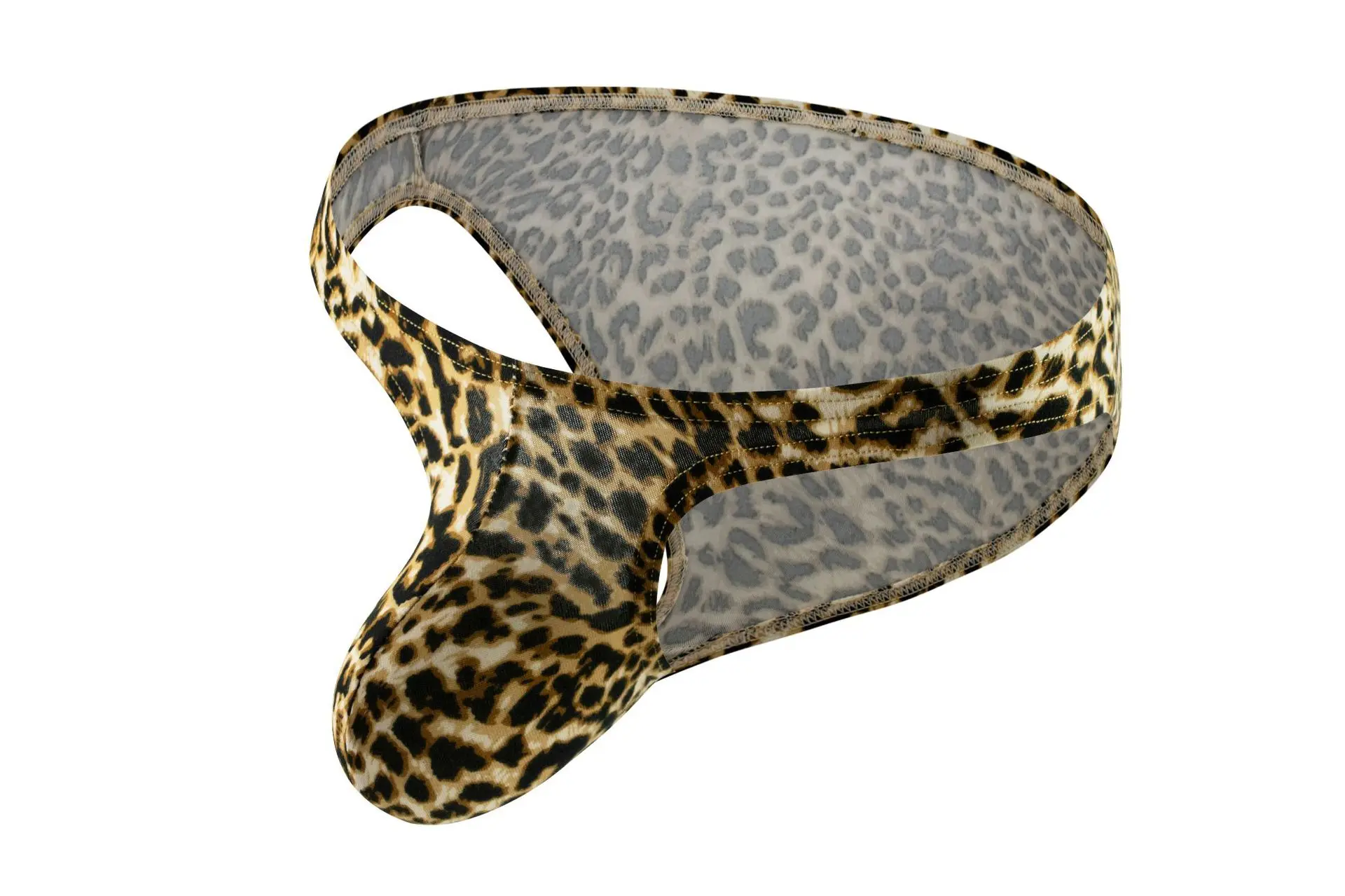

Mens Big Bulge Pouch Sexy Leopard Print Bikini Briefs Gay Male Serpentine Print Panties Low Waist Breathable Underpant