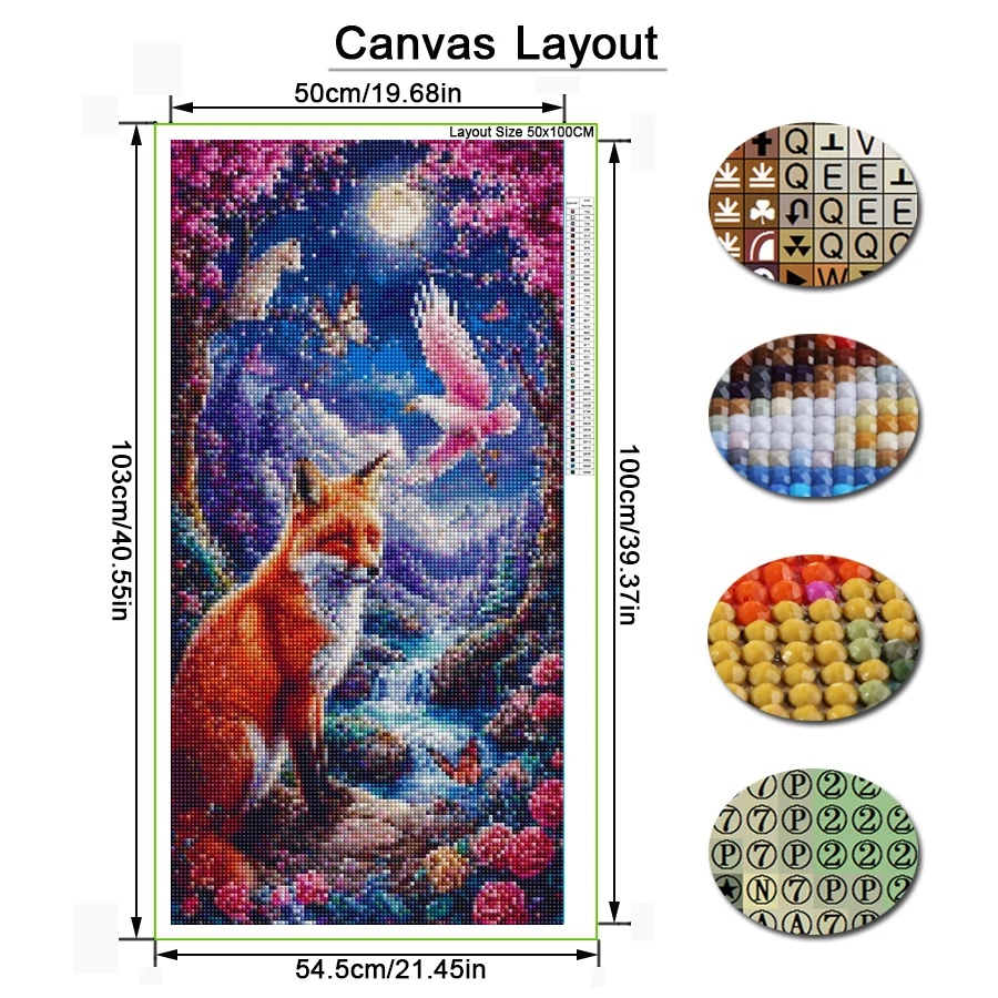 Diy Diamond Painting New Collection Animal Fox Birds Full Square Round Drill Large Size Mosaic Embroidery Picture Wall Decor - view 2