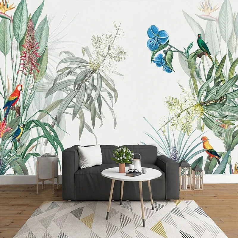 Custom Murals Wall Cloth Hand-painted Landscape Tropical Rainforest Plants Wallpapers Study Restaurant TV Backdrop Decor Fresco