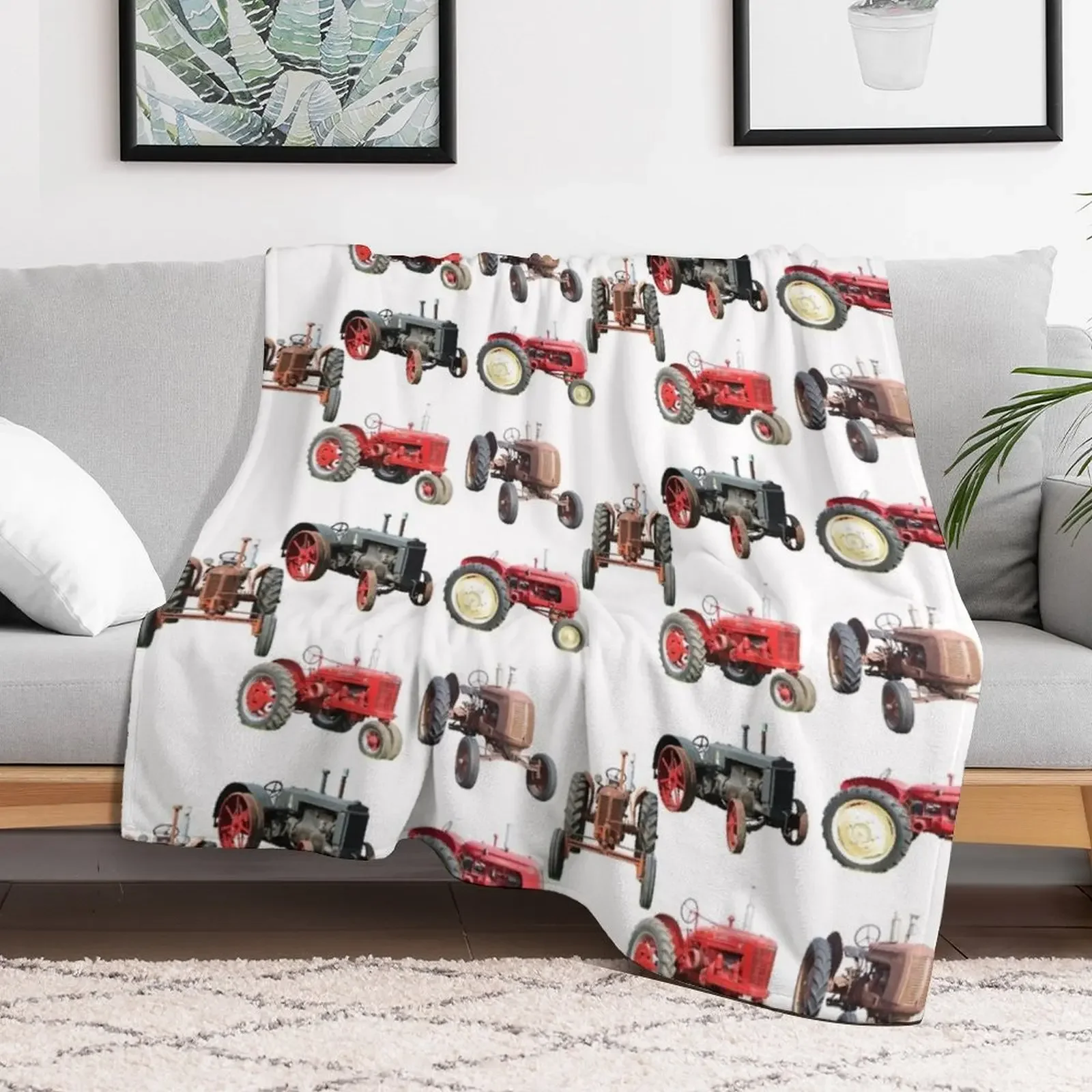 New Antique Farm Tractor Collage Throw Blanket All Weather Soft Throw Blanket for Sofa