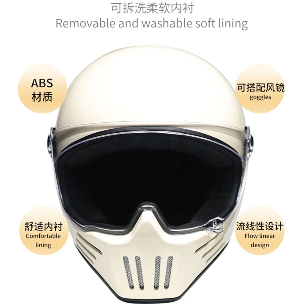 Ретро мотоциклетный шлем, безопасное мотоциклетное оборудование, одобренный ECE DOT, полный шлем для езды на мотоцикле с защитой от падения