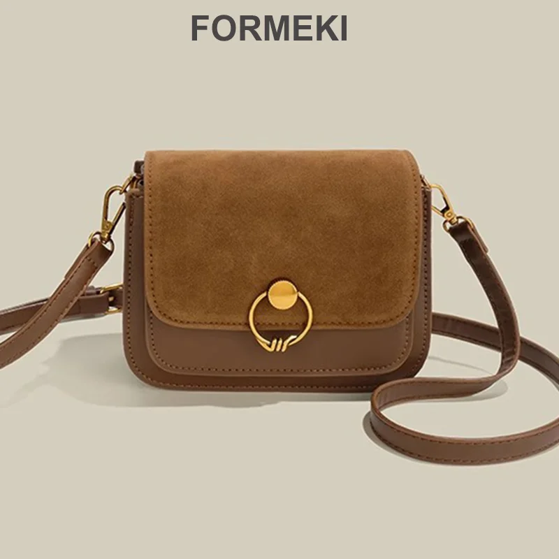 Formeki New Arrivals Vintage Suede Small Square Bag All Match Bag Women 2024 Crossbody Bag