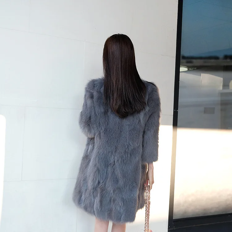 Autumn and Winter  Special Offer Fur Coat Haining Faux Fox Hair Mid Length Coat Women's Large European and American Fashion Top