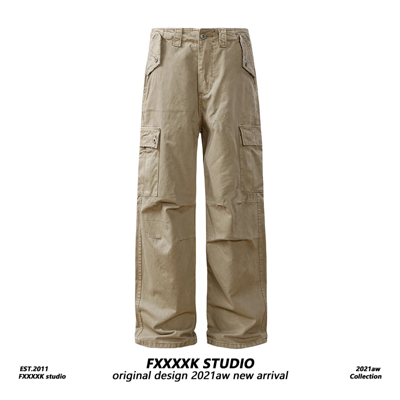 

FXK оригинальные американские ретро тяжелые брюки с прямыми штанинами, свободная рабочая одежда, мужские повседневные брюки, длинные брюки