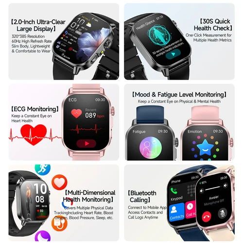 Imagen 2 del producto 2026 nuevo reloj inteligente ECG + PPG salud presión arterial lípidos en sangre ácido úrico curación láser llamada HD pulsera deportiva hombres reloj inteligente