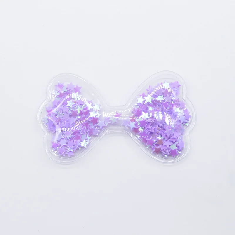 12Pcs 62*36mm Bow Tie Transparent Plastic Filling Sequin Appliques for DIY Crafts Hat Patches Headwear Hair Clips Decor