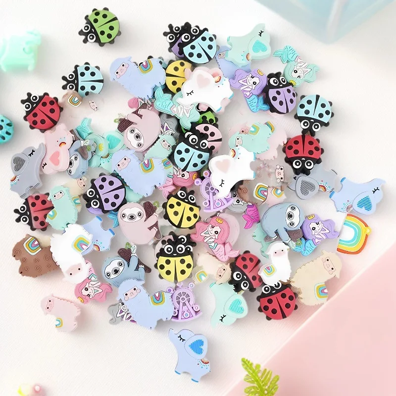50/100pcs Mix Silicone Beads Mini Focus Beads For Pens Food Grade Silicone Teether Beads DIY Jewelry Pacifier Chain Accessories