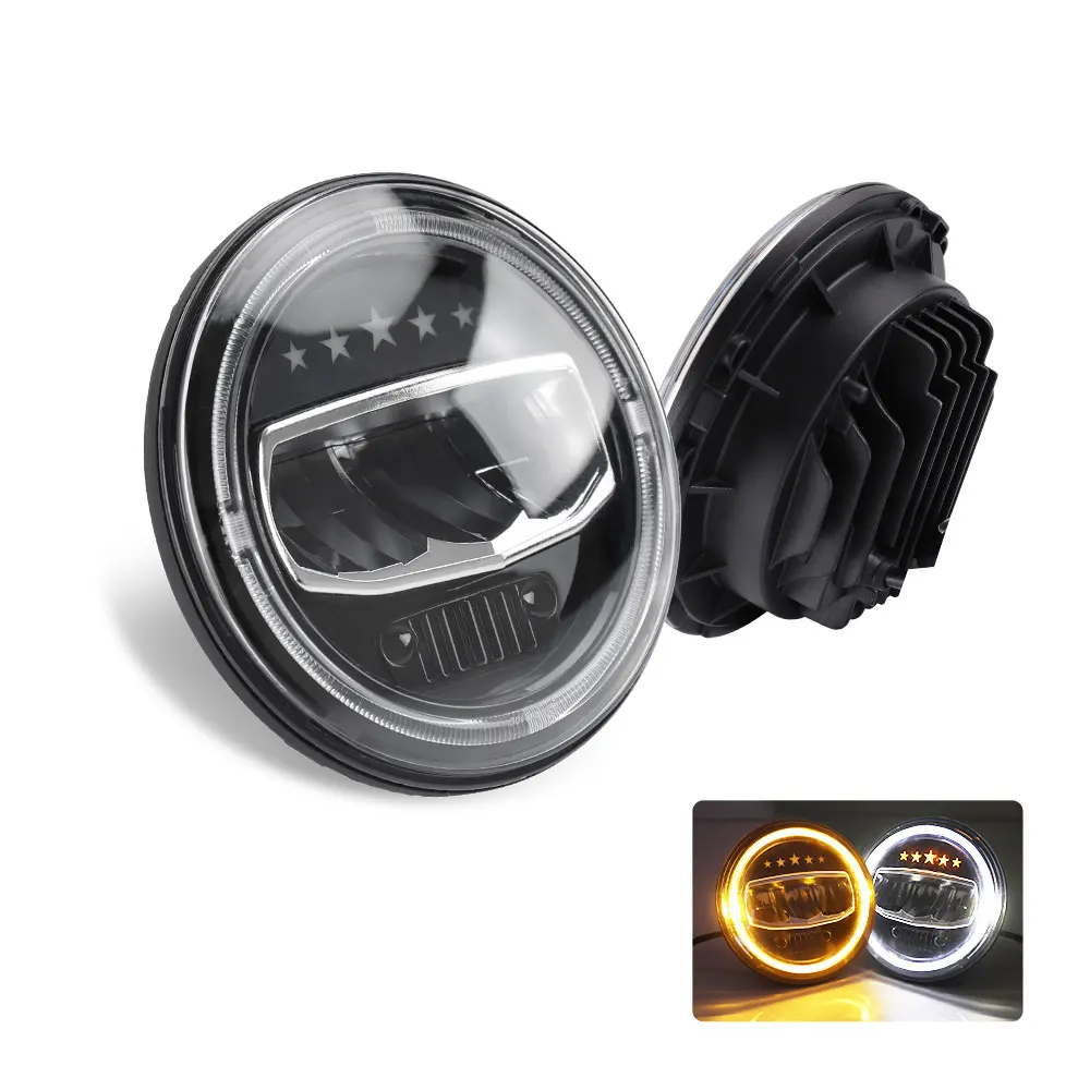 

Motorcycle lighting system fog amber yellow Angel eye 7 inch 12V 24V led headlight for JL motorcycle Headlight