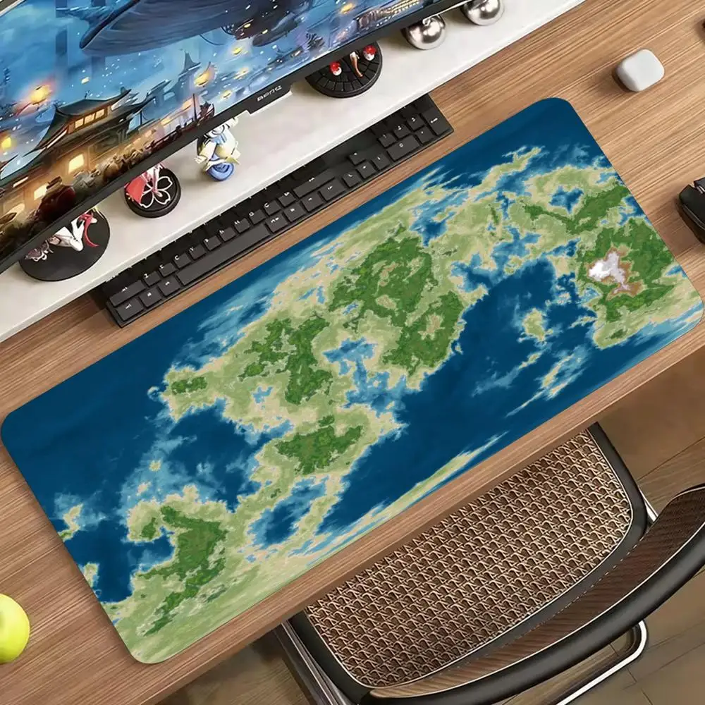 Fantasy Floating Islands Aerial Green Land Blue Ocean Game Map Gaming Mouse Pad XXL Non-Slip Rubber Base Stitched Edge Pro
