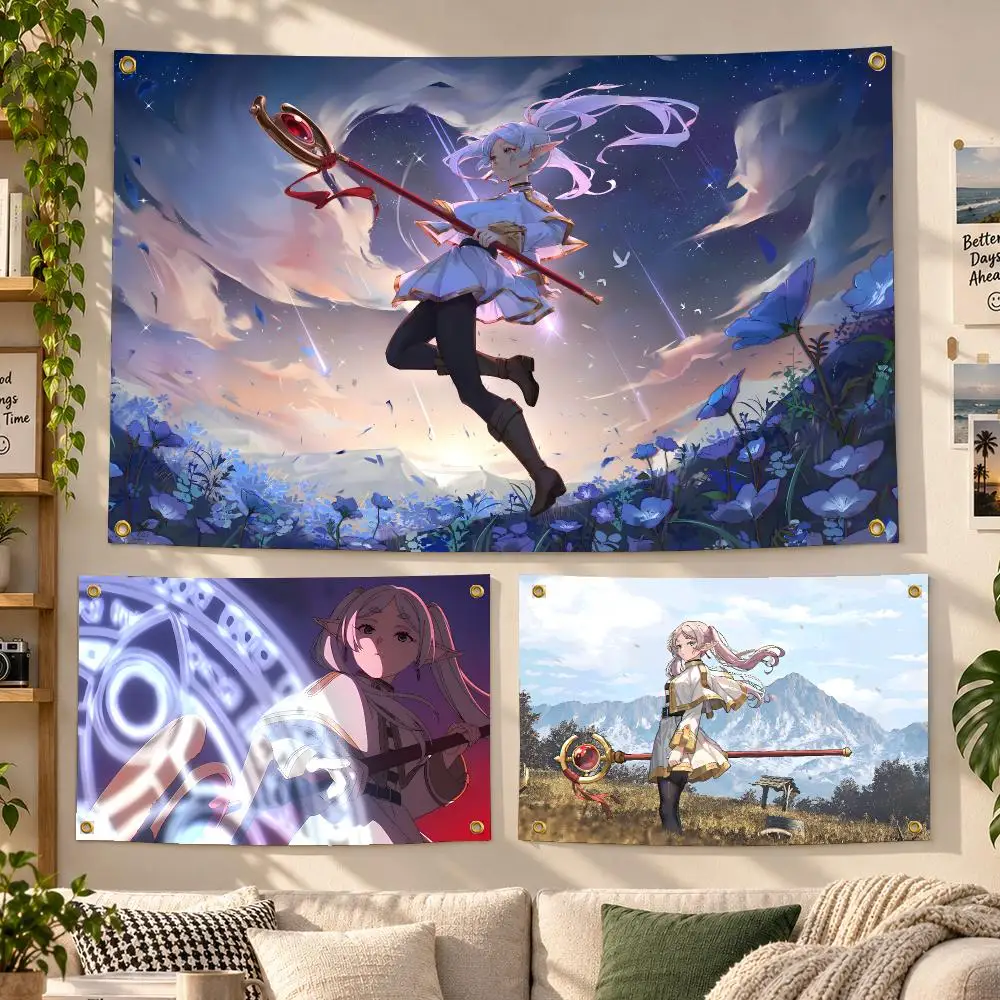 Anime Frieren Fantasy Flags Personalized Banner Flag Room Dorm Camping Picnic Garage Bar Outdoor Wall Decor