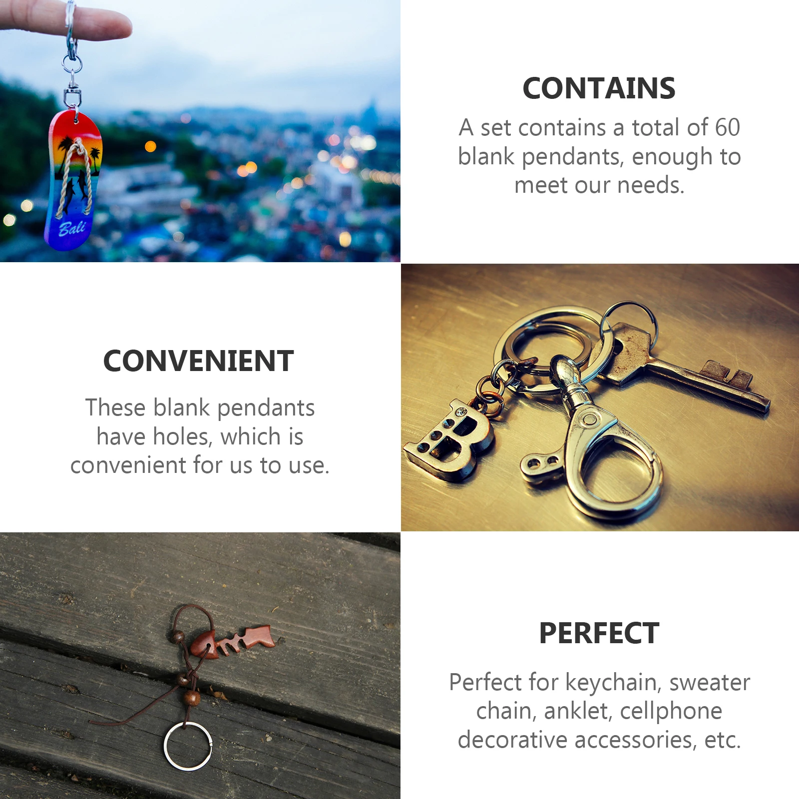 

60pcs Heart Shaped Acrylic Accessories Hole Diy Blank Ornament Keychain Supplies Key Holder Accessories Heart Shaped Decoration