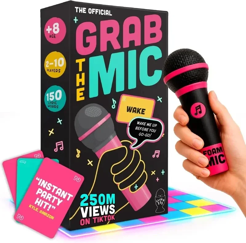 لعبة Lucky Egg الرسمية Grab The Mic Family Karaoke Board Game 2-10 لاعبين لعبة لليالي لعبة فرحان حفلة عيد ميلاد هدية للأطفال #1