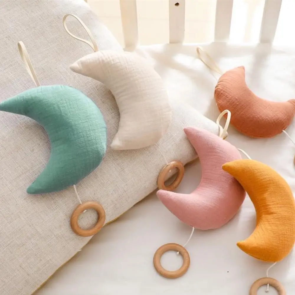 Moon Baby Bed Bell Rattle Toy Battery-free Hanged Drawstring Music Toy Decorative Pull Rope Cotton Kid Comfort Toy Room Decor