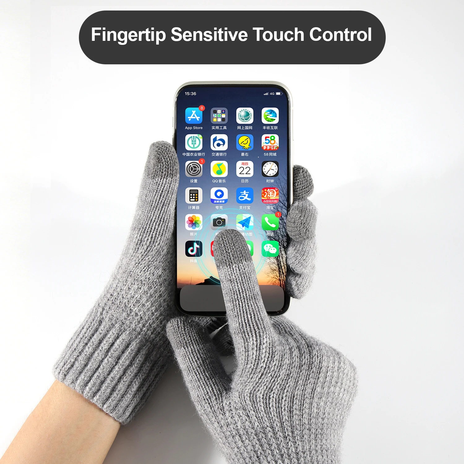 Winter Knitted Gloves Wool Blend Men Cycling Anti Slip Touchscreen Gloves Driving Thermal Outdoor Elastic Thick Gloves City Walk