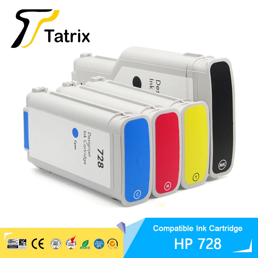 Tatrix Compatible Ink Cartridge HP728 728 INK F9J68A F9J67A F9J66A Premium Color Inkjet HP DesignJet T730 T830 Printer