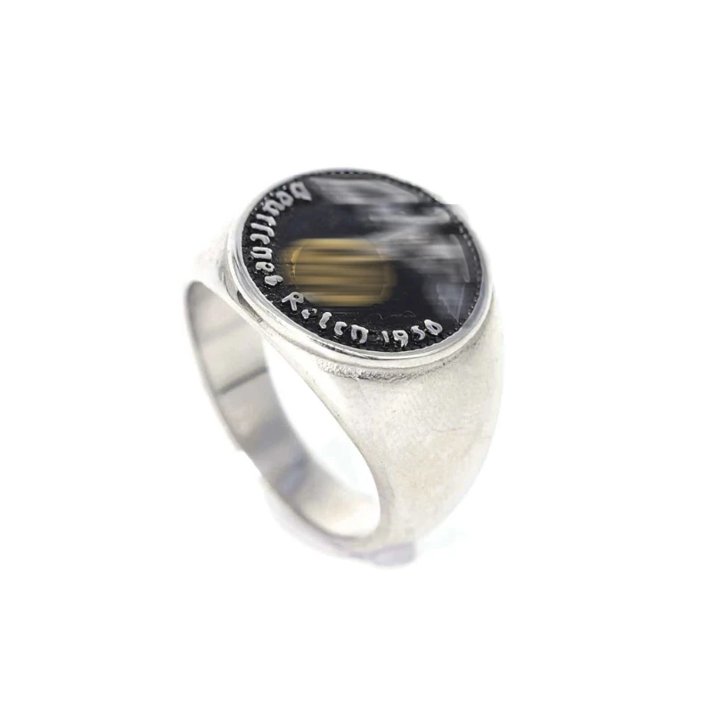 

WWII German stainless steel Ring German Honor Eagle 14k Gold Punk Antique Freedom Round Rings Retro Hiphop Ring Jewelry