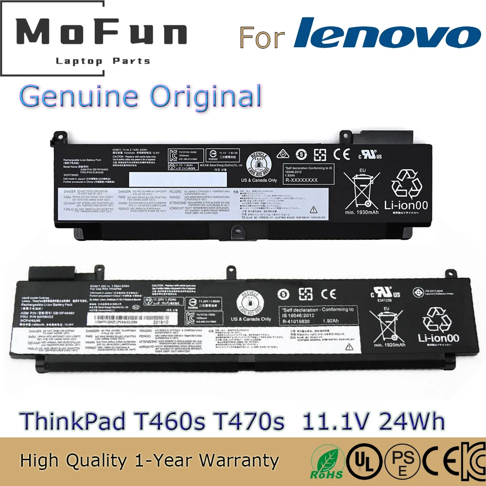 Brand New Original 00HW022 00HW024 11.25V 24Wh Laptop Battery for Lenovo ThinkPad T460s T470s Long 00HW023 Short 00HW025