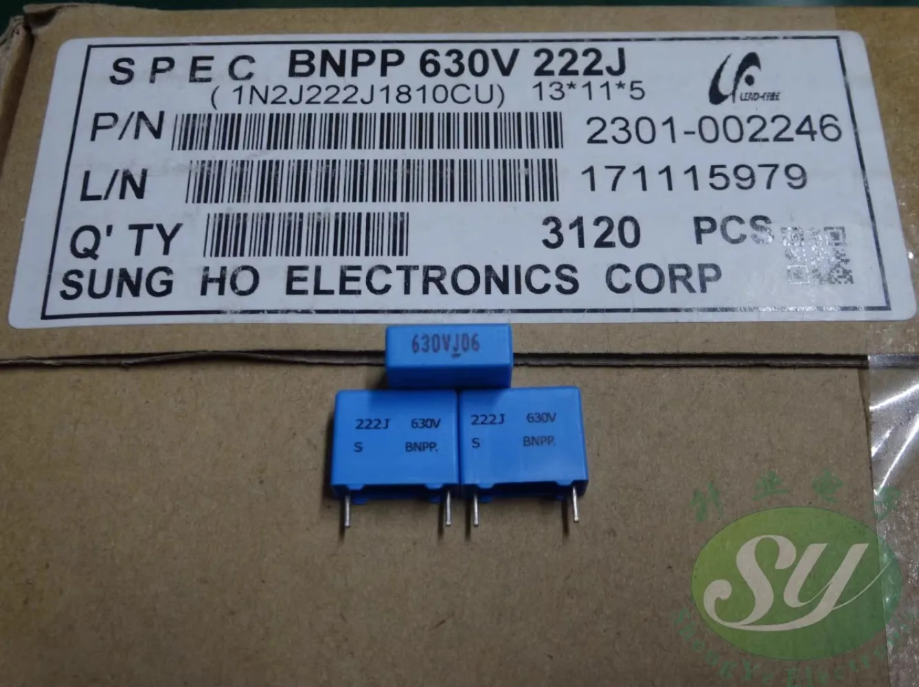 

20PCS SUNG HO BNPP 0.0022uf/630v 2.2nf 2200pf 2n2 222 New film capacitor