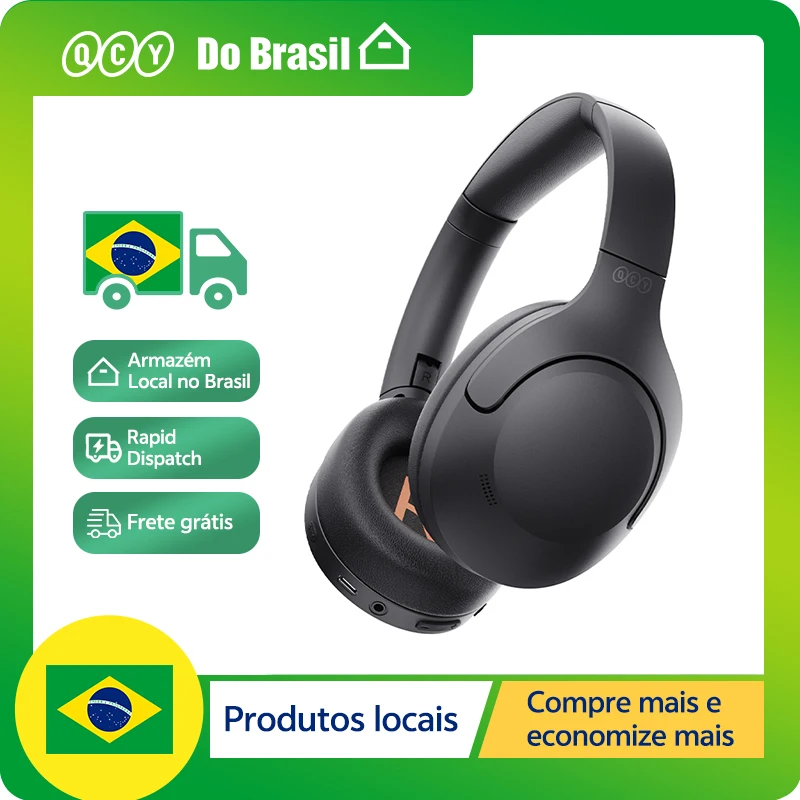 QCY-H3 Lite ANC Fones De Ouvido Sem Fio, Bluetooth 5.3, Cancelamento De Ruído Ativo, Over Ear Headset, 40mm Driver, HiFi Som Fones De Ouvido